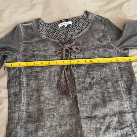 Size M / 36 - Sandwich - Linen Tunic Dress - grey knee length ¾ sleeves, classic - Picture 15 of 16